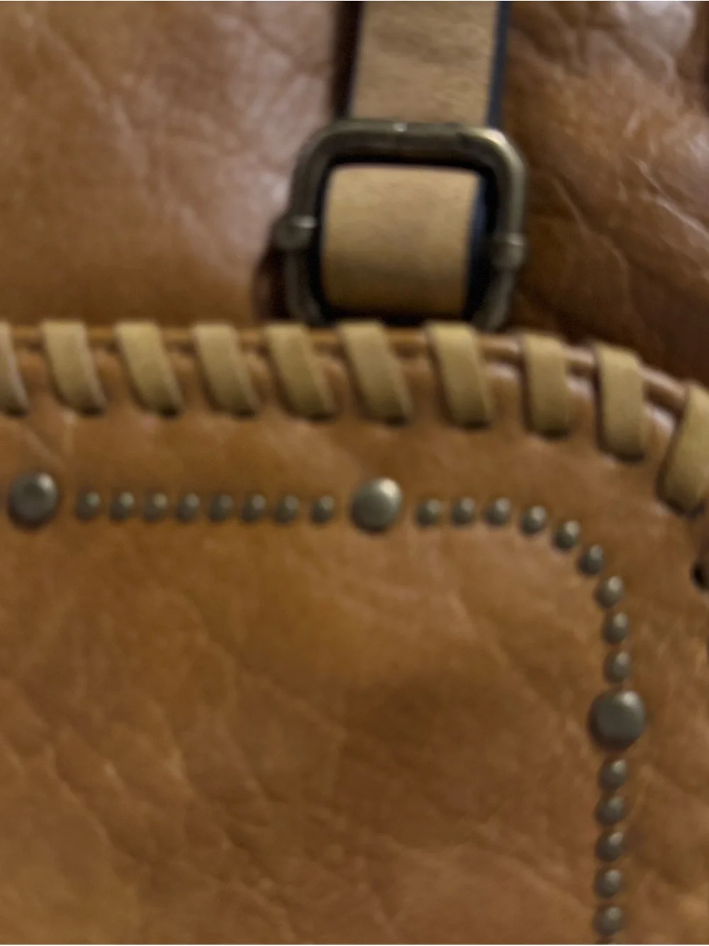 Women's Tan Crossbody Messenger Bag with Whipstitch Flap